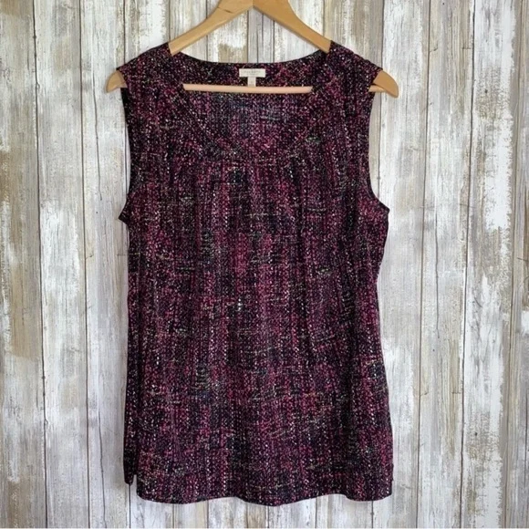 Talbots Sleeveless Black & Magenta Blouse - Picture 1 of 4